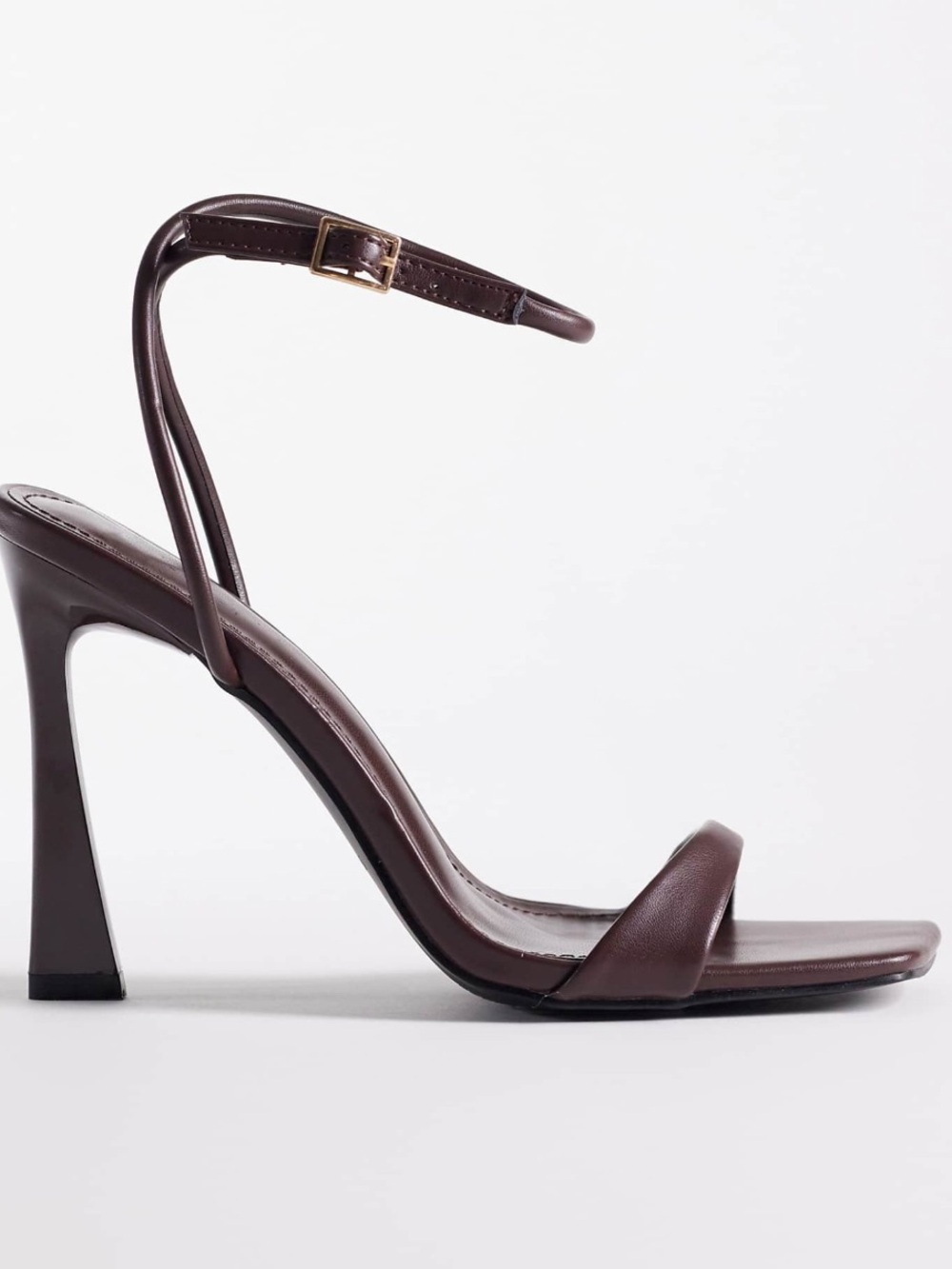 Sleek Brown Ankle-Strap High Heel Sandals